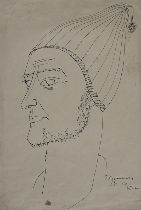 Глава на човек со плетена шапка